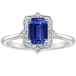 Halo Ring Smaragd Sri Lanka Saphir & Diamant 4 Karat Blumenstil