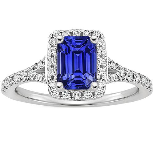 Halo Ring Smaragd Sri Lanka Saphir & Diamant 4,50 Karat - harrychadent.ch