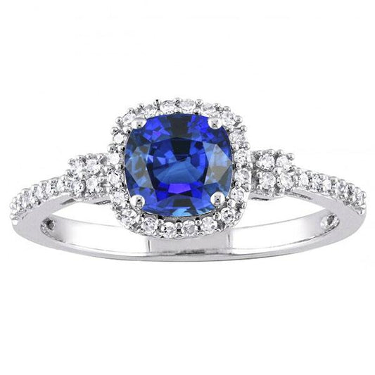 Halo Ringkissen Ceylon Saphir Krappenset Diamanten 3,50 Karat - harrychadent.ch