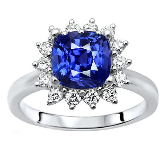 Halo Ringkissen Saphir & Runde Diamanten Star Style 3,50 Karat - harrychadent.ch