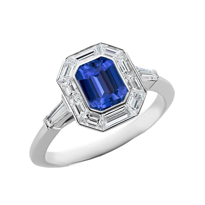 Halo Smaragd Ceylon Saphir Ring 3.50 Karat Diamant Damenschmuck - harrychadent.ch