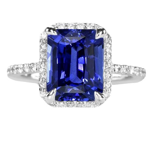 Halo Radiant Ceylon Saphir Ring Krappenbesatz Diamanten 4,50 Karat - harrychadent.ch