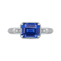 Halo Smaragd Saphir Ehering & kleine runde Diamanten 4 Karat