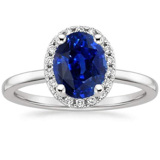 Halo Sri Lanka Saphir Ehering 3,50 Karat Weißgold - harrychadent.ch