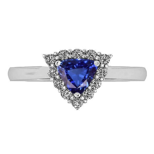 Halo Trillion blauer Saphirring 2,50 Karat runder Diamantschmuck - harrychadent.ch