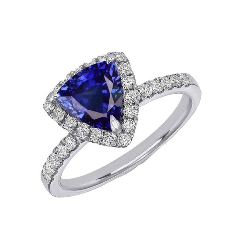 Halo Trillion Blue Saphir Ring & Akzente Diamanten 3 Karat - harrychadent.ch