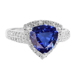 Halo Trillion srilankischer Saphirring 3 Karat Diamantgoldschmuck