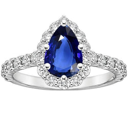 Halo Verlobungsring Blauer Saphir & Diamanten 5.50 Karat