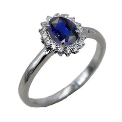 Halo Verlobungsring Oval Srilanka Saphir Sunburst Style 2,50 Karat