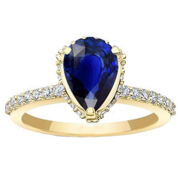 Halo Verlobungsring Tiefblauer Saphir & Pave Diamanten 5 Karat