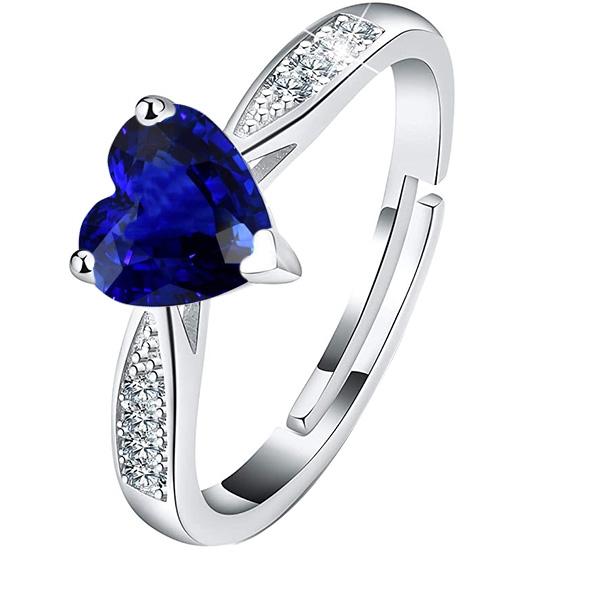 Herz Blauer Saphir-Edelstein-Ring mit Diamanten konischer Schaft 2 Karat - harrychadent.ch