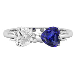 Herz Diamant & Blauer Saphir Edelstein Ring 3 Karat Gold Twisted Shank