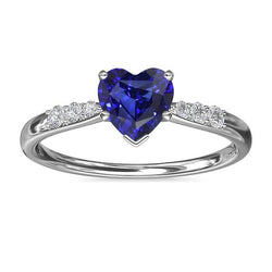 Herz Edelstein blauer Saphir Diamant Ring 2 Karat Gold 14K Schmuck