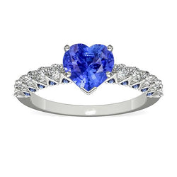 Herz-Edelstein-Ring Blaue Saphire & runde Diamanten 2.50 Karat