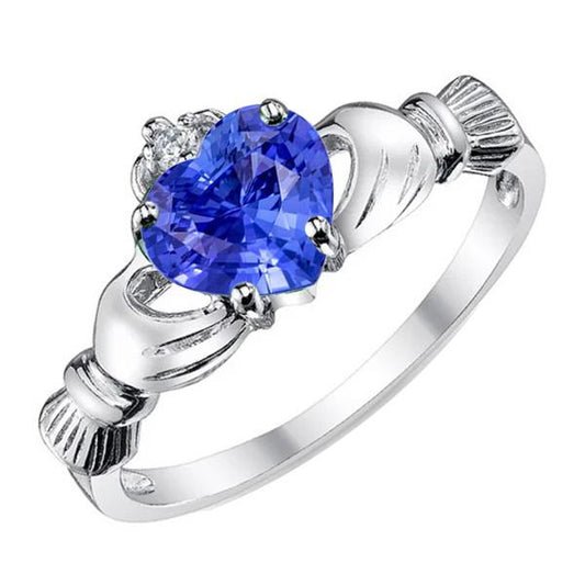 Herz Edelstein Ring Blauer Saphir 2,75 Karat Diamant Queen Style - harrychadent.ch