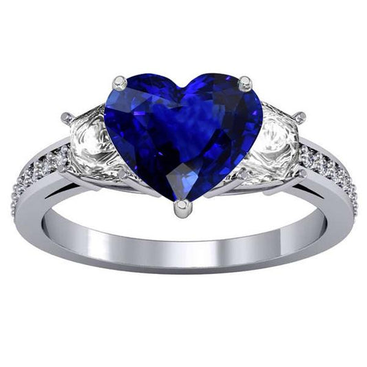 Herz-Saphir-Verlobungsring mit runden Diamanten Schmuck 4,50 Karat - harrychadent.ch