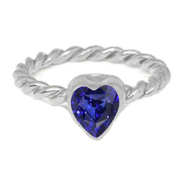 Herz Solitaire Blauer Saphir Ring Lünette Set 1,50 Karat Rope Style