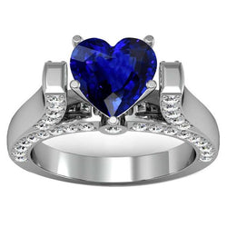 Herzschliff Edelsteinring Sri Lankan Saphir 4 Karat Diamanten