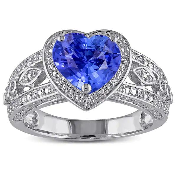 Jubiläum Halo Heart Hellblauer Saphirring Antik-Stil 2 Karat - harrychadent.ch