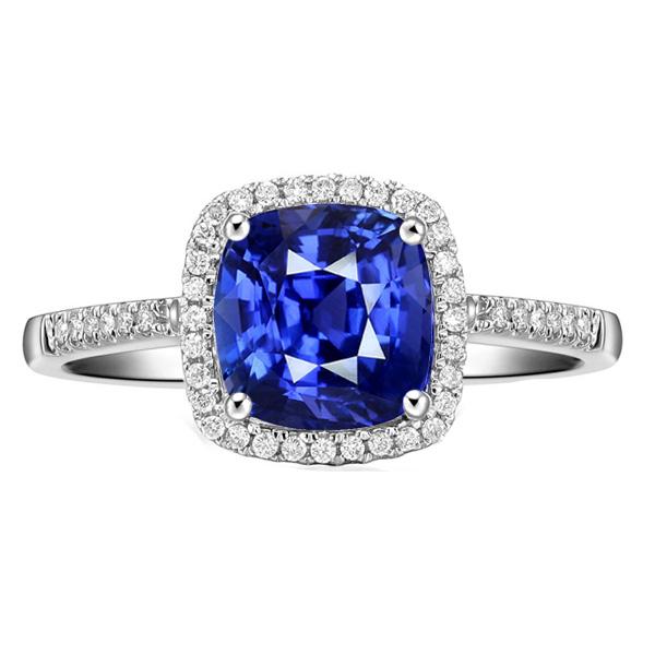 Jubiläumshalo Ringkissen Blauer Saphir Diamanten mit Akzent 4 Karat - harrychadent.ch