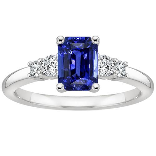 Jubiläumsring 5 Steine Strahlend blauer Saphir & Diamant 4 Karat - harrychadent.ch