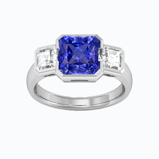 Jubiläumsring Asscher Diamant Radiant Sapphire 3 Karat 3 Stein - harrychadent.ch