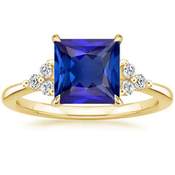 Jubiläumsring aus Gelbgold mit blauem Saphir und Diamanten 5,25 Karat