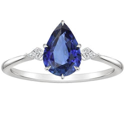 Jubiläumsring Birne Ceylon Saphir & Marquise Diamanten 3 Karat
