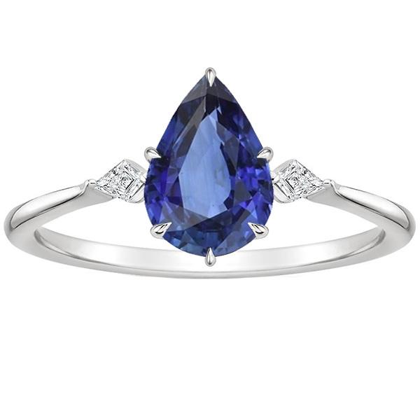 Jubiläumsring Birne Ceylon Saphir & Marquise Diamanten 3 Karat