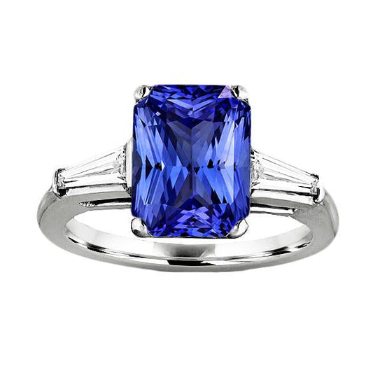 Jubiläumsring Radiant Cut Saphir & Baguette Diamanten 3,50 Karat - harrychadent.ch