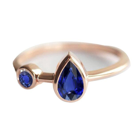 Jubiläumsring Rund & Birnenblaue Saphire 2,25 Karat 14K Roségold - harrychadent.ch