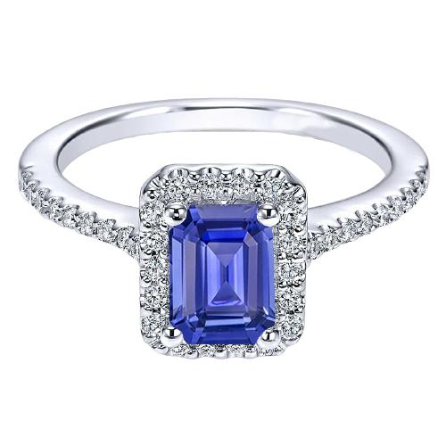 Jubiläumsring Smaragd Halo Blue Saphir & Diamanten 3.50 Karat - harrychadent.ch