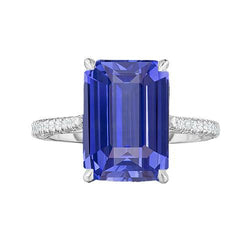 Jubiläumsring Smaragd Saphir & Diamant 4 Karat Konischer Schaft