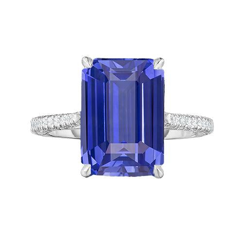 Jubiläumsring Smaragd Saphir & Diamant 4 Karat Konischer Schaft - harrychadent.ch
