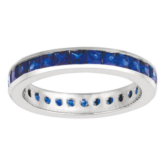 Kanaleinstellung 2,80 Karat Prinzessin Sapphire Eternity Ringband WG 14K