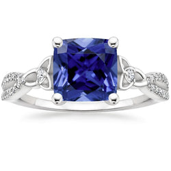 Kissen Blauer Ceylon Saphir Und Diamant Edelstein Ring 3,25 Karat