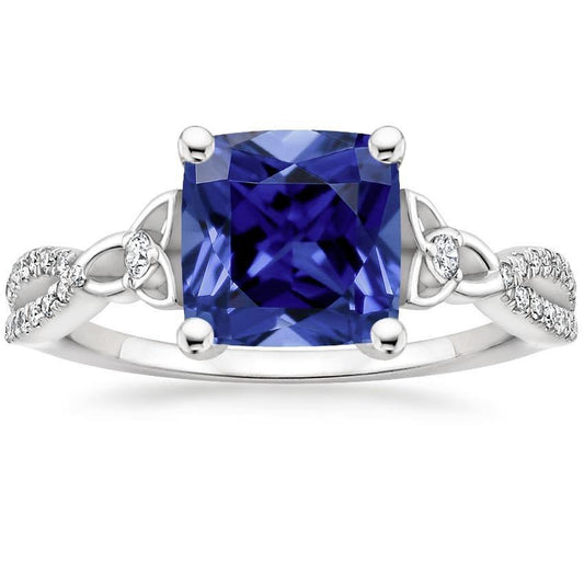 Kissen Blauer Ceylon Saphir Und Diamant Edelstein Ring 3,25 Karat - harrychadent.ch