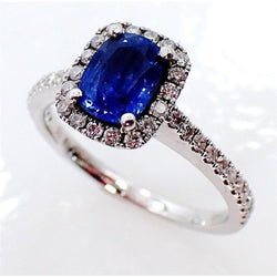Kissen Ceylon Saphir Diamant Ring Goldschmuck 3 Ct
