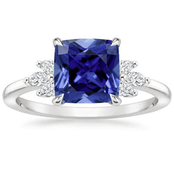 Kissen Ceylon Saphir und Marquise Diamantring 3,25 Karat