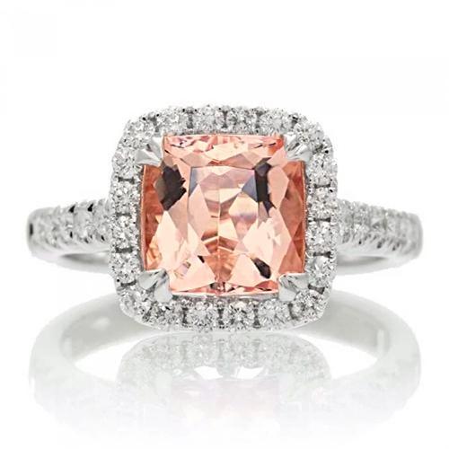 Kissen Morganit und Diamant 27 Karat Ring Weißgold 14K - harrychadent.ch