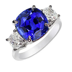 Kissen Saphir 3 Stein Diamant Ring Zinke Goldschmuck 4 Karat