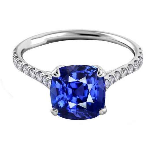 Kissen Saphir Edelstein Ring 3,50 Karat Doppelstift Diamanten - harrychadent.ch