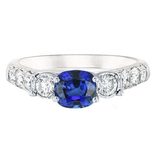 Kissen Saphir Edelstein Ring Krappen Set Runde Diamanten 2,50 Karat - harrychadent.ch