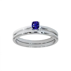 Kissen Solitaire Blauer Saphir Verlobungsring Set 1 Karat