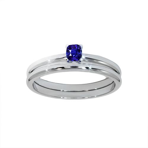 Kissen Solitaire Blauer Saphir Verlobungsring Set 1 Karat - harrychadent.ch