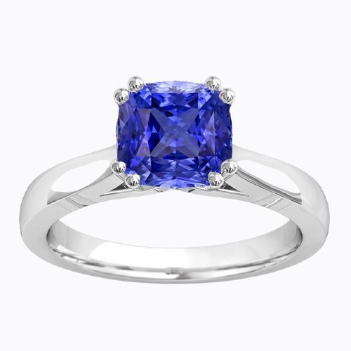 Kissen Solitaire Ring Ceylon Saphir 2 Karat Doppelspitze Schmuck - harrychadent.ch
