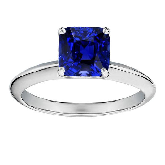 Kissen Solitär Saphir Ring 2,50 Karat Weißgold Schmuck - harrychadent.ch