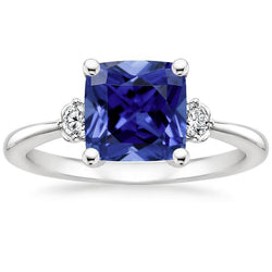 Kissen Sri Lanka Saphir Diamant 3 Steine Ring 2,75 Karat
