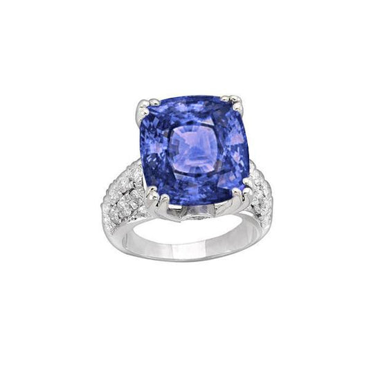 Kissen Tansanit und runde Diamanten 7,50 Karat Fancy Ring Neu