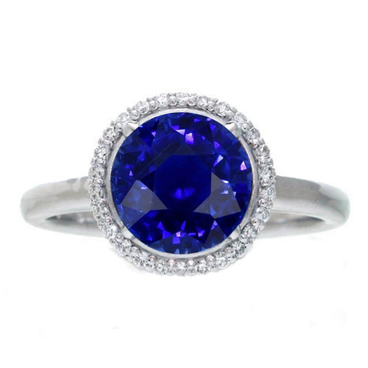 Klassischer Halo Saphir Verlobungsring Edelsteinschmuck 4,50 Karat - harrychadent.ch